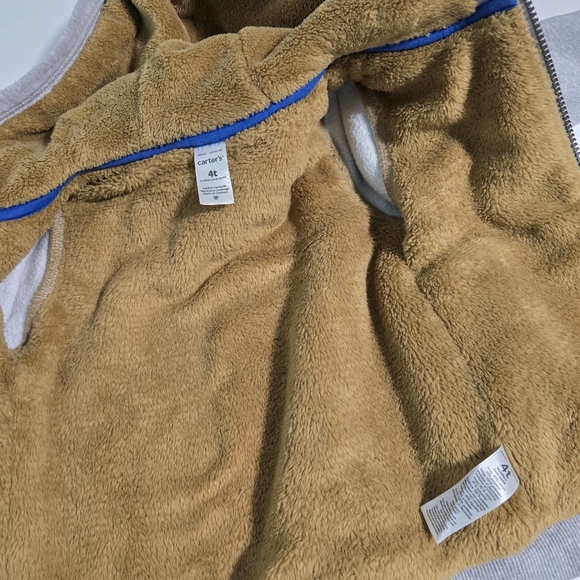 4T Carter’s Gray Fur Lined Zip-Up Hoodie - Picture 8 of 8